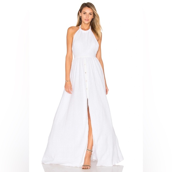 Mara Hoffman 100% Organic Cotton Halter Dress Gauzy Sz L NEW White - Picture 2 of 8